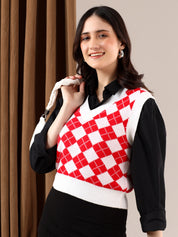 KOTTY Printed V Neck Casual Women Multicolor Sweater 