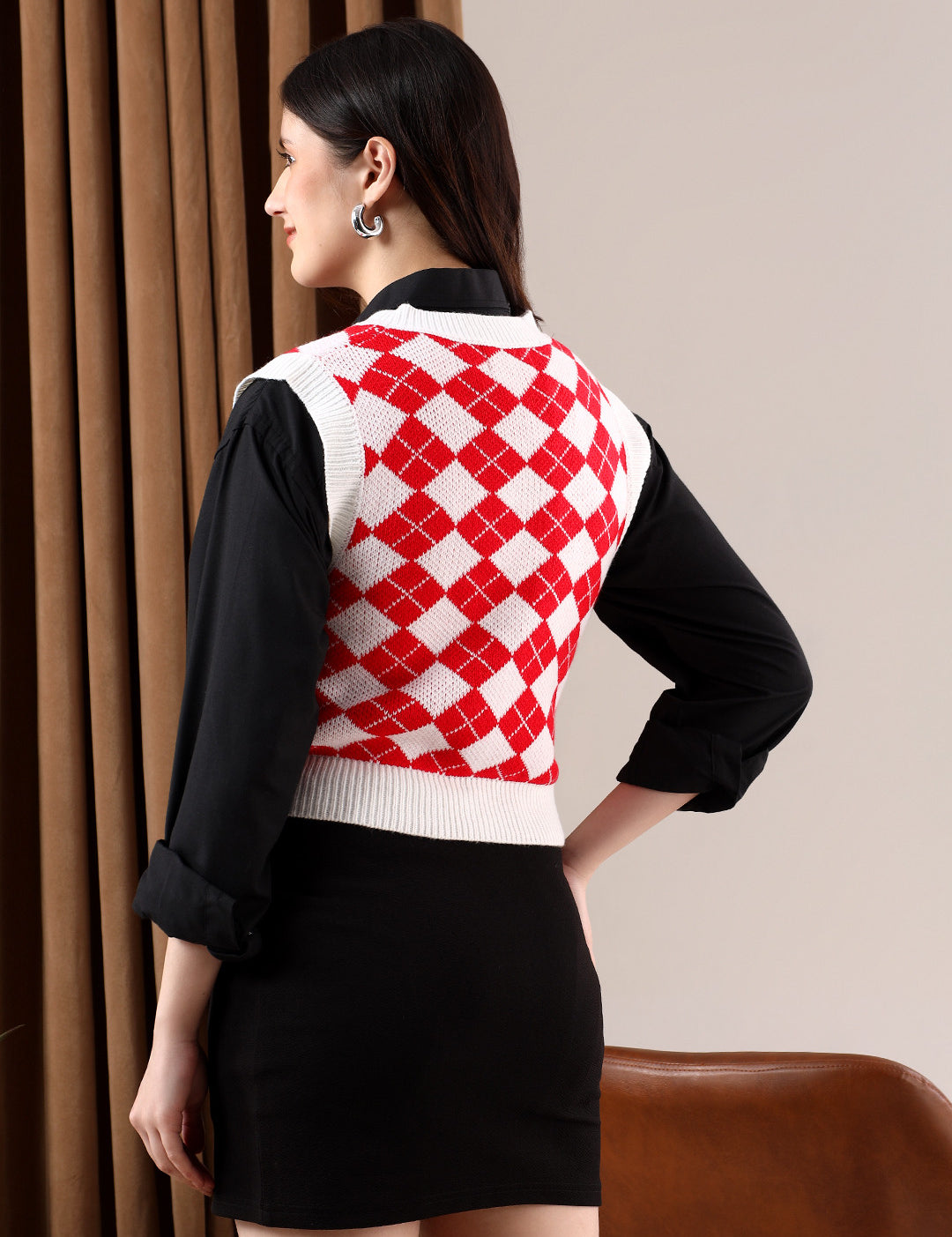 KOTTY Printed V Neck Casual Women Multicolor Sweater 