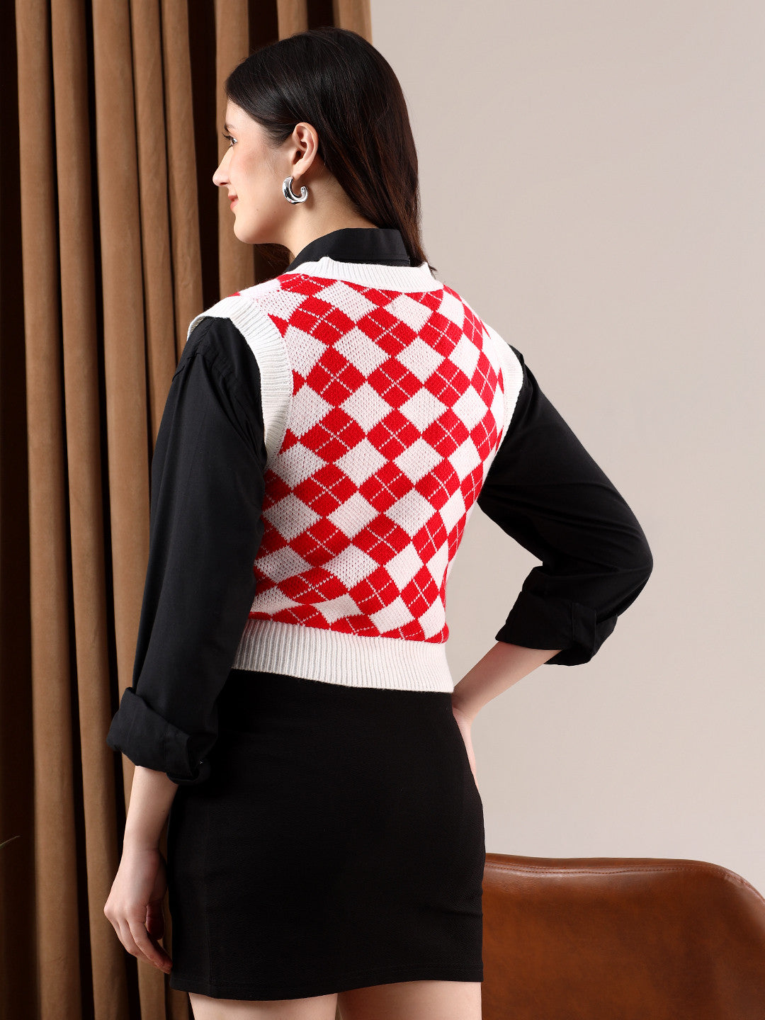 KOTTY Printed V Neck Casual Women Multicolor Sweater 
