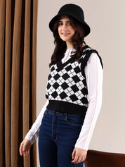 KOTTY Printed V Neck Casual Women Multicolor Sweater 