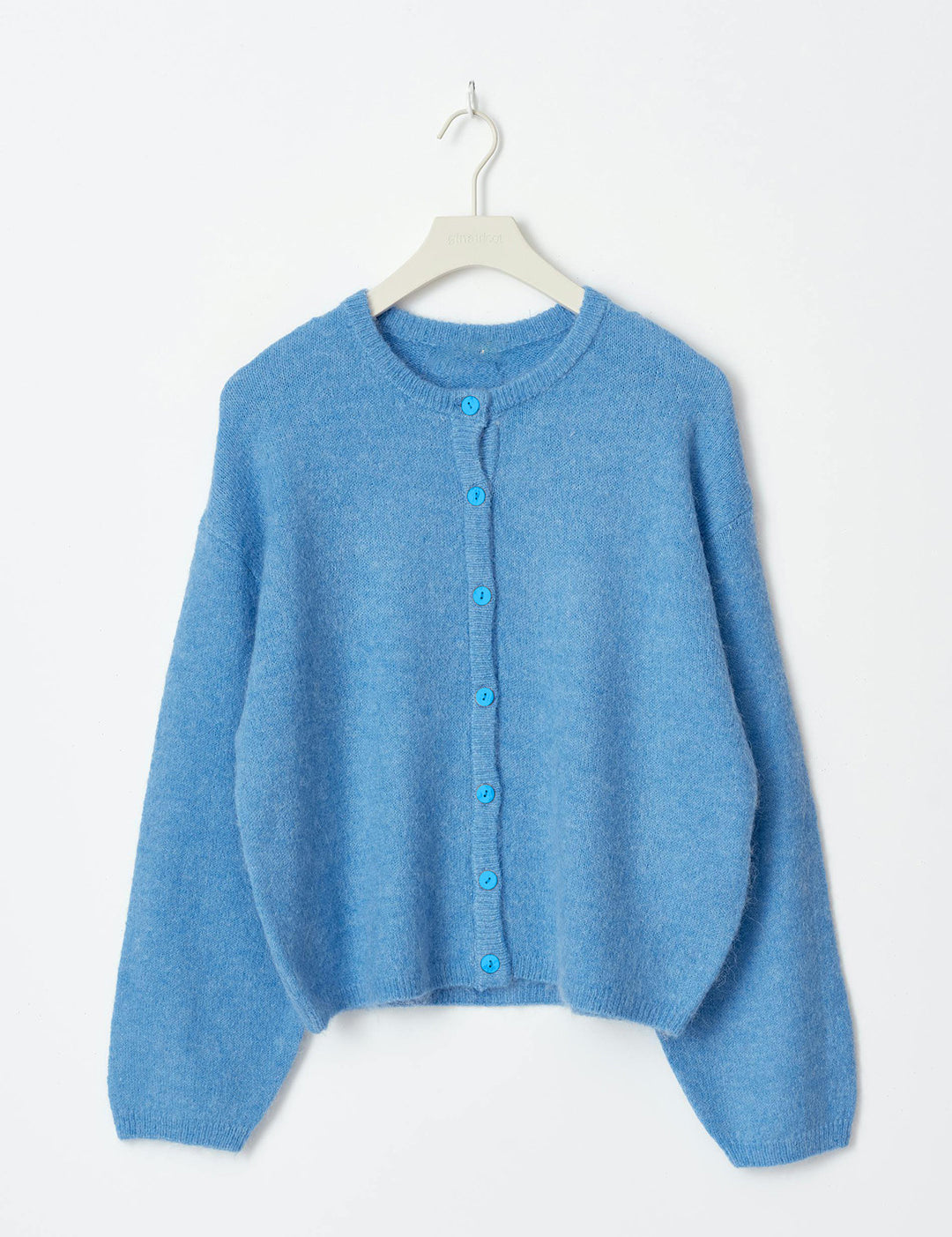 KOTTY Solid Round Neck Casual Women Light Blue Sweater 