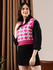 KOTTY Printed V Neck Casual Women Multicolor Sweater 