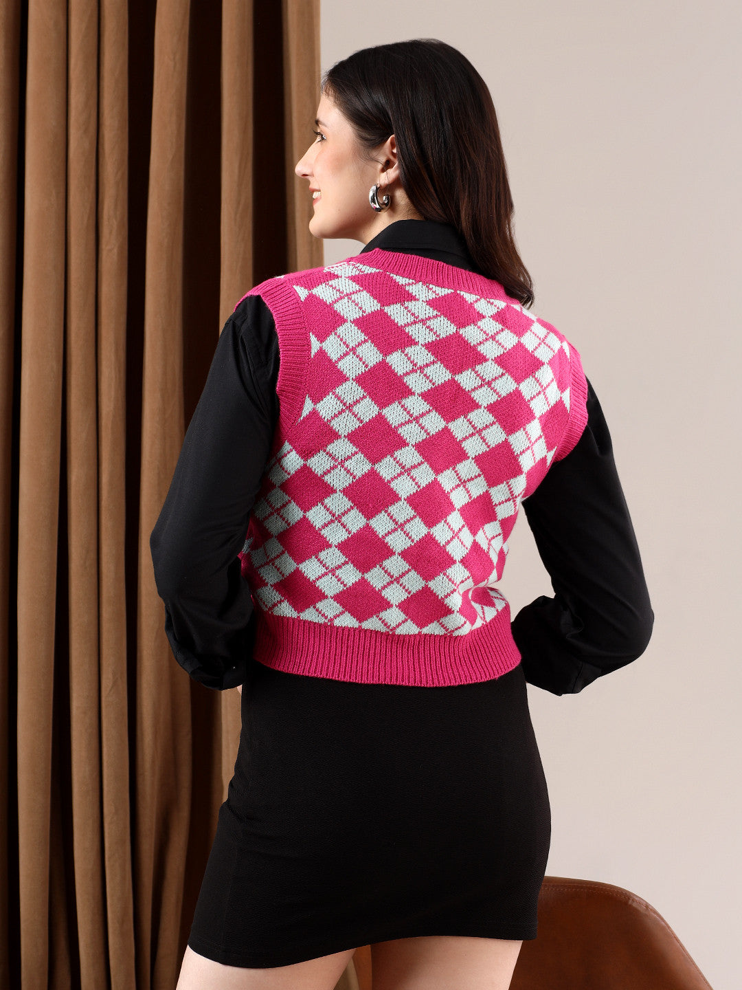 KOTTY Printed V Neck Casual Women Multicolor Sweater 