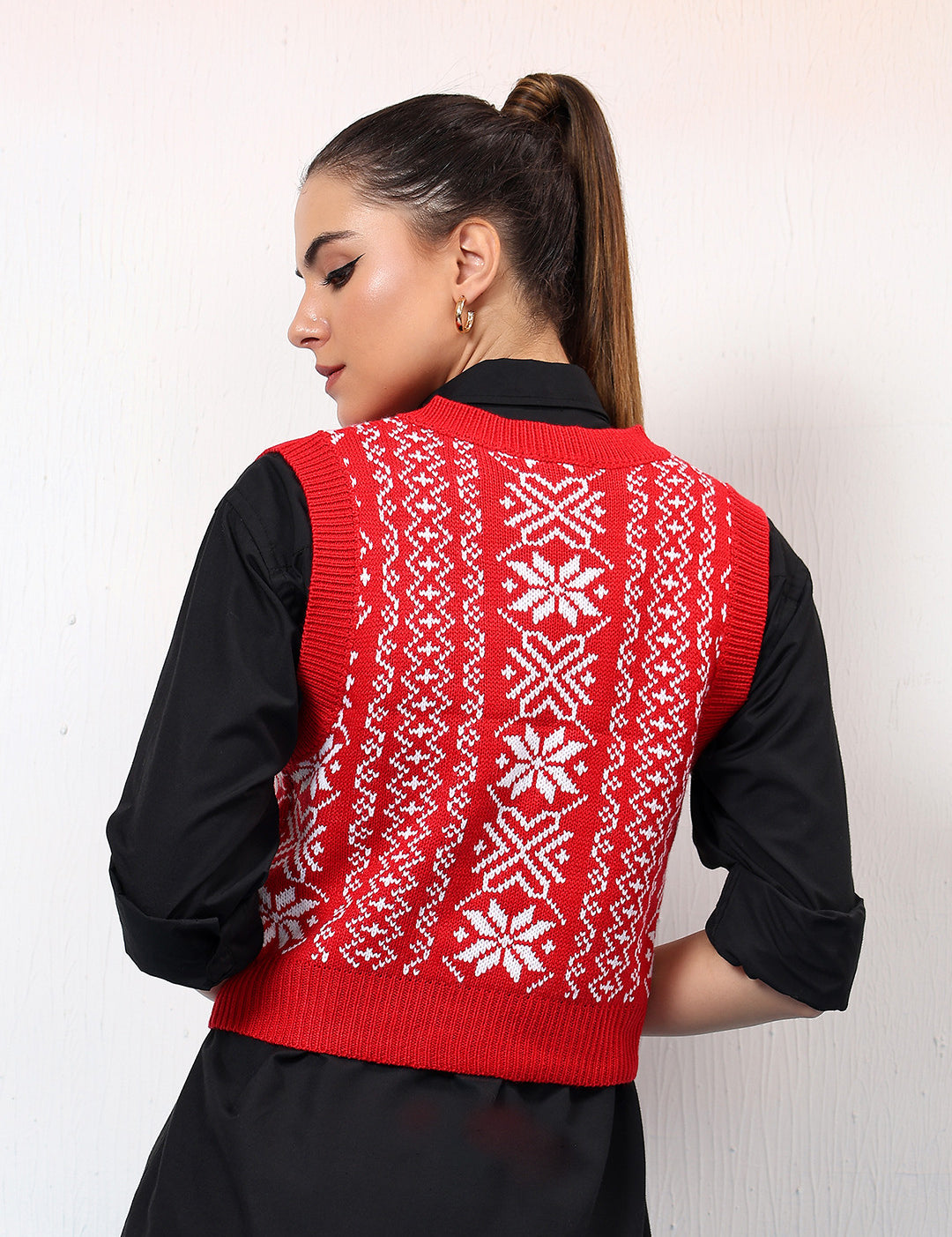 KOTTY Printed V Neck Casual Women Multicolor Sweater 