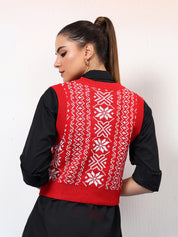KOTTY Printed V Neck Casual Women Multicolor Sweater 