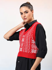 KOTTY Printed V Neck Casual Women Multicolor Sweater 