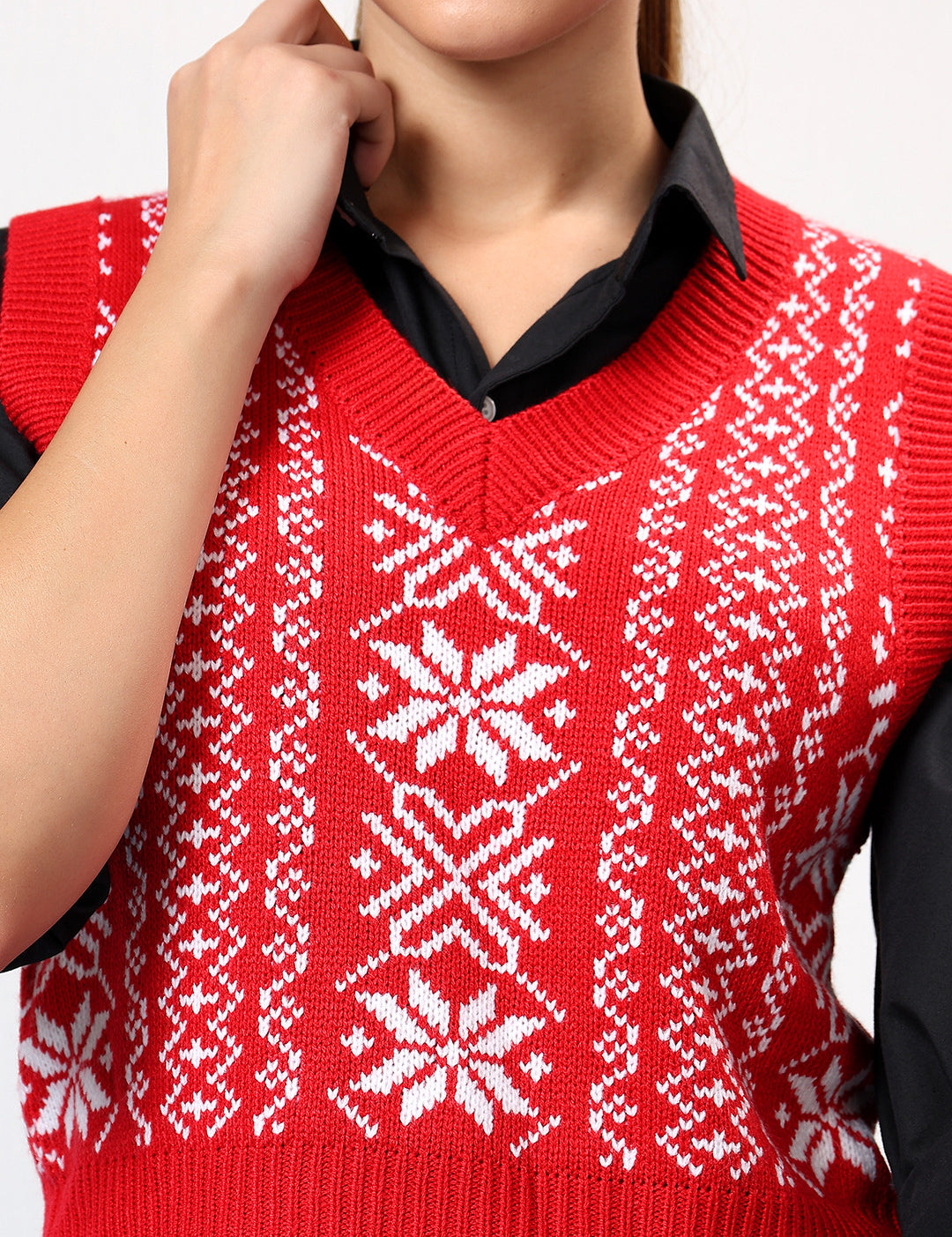 KOTTY Printed V Neck Casual Women Multicolor Sweater 
