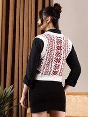 KOTTY Printed V Neck Casual Women Multicolor Sweater 