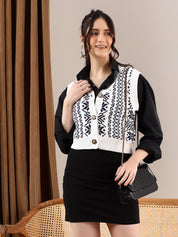KOTTY Printed V Neck Casual Women Multicolor Sweater 