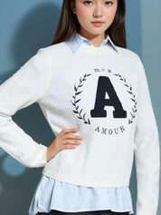 KOTTY Self Design Round Neck Casual Women White Sweater 