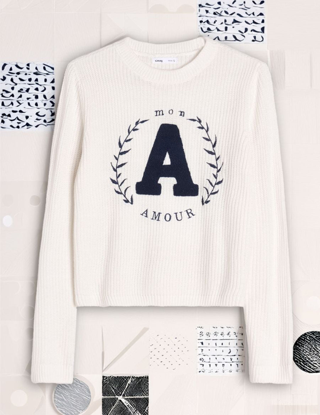 KOTTY Self Design Round Neck Casual Women White Sweater 