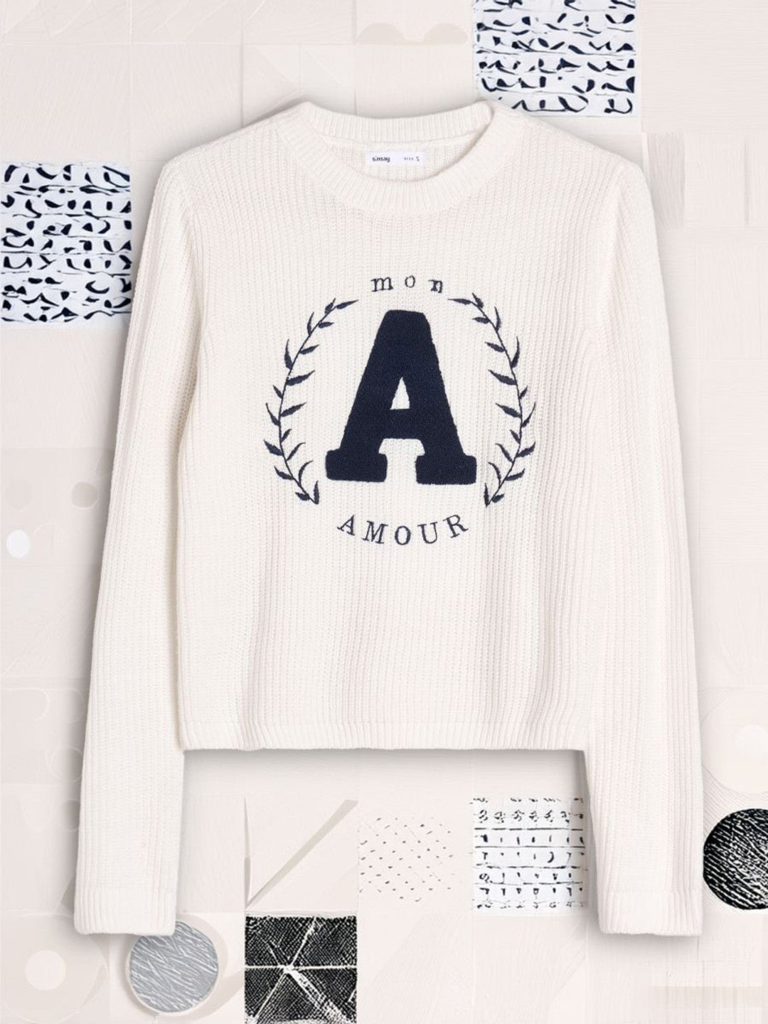 KOTTY Self Design Round Neck Casual Women White Sweater 