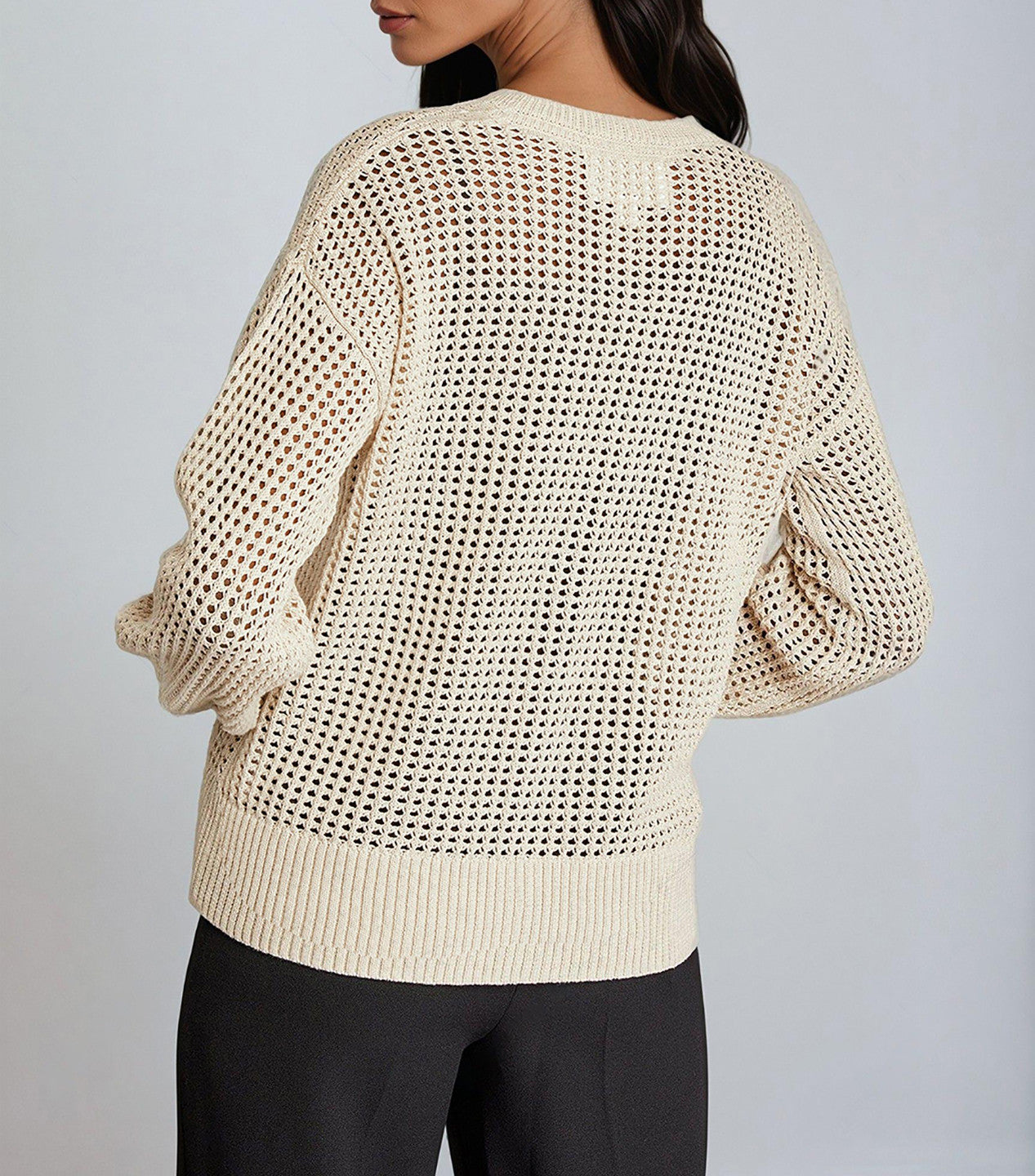 KOTTY Solid V Neck Casual Women Beige Sweater 