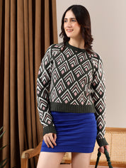 KOTTY Self Design Round Neck Casual Women Multicolor Sweater 
