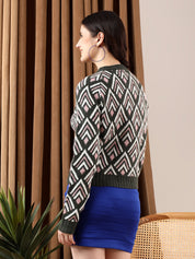 KOTTY Self Design Round Neck Casual Women Multicolor Sweater 