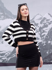 KOTTY Striped V Neck Casual Women Multicolor Sweater 
