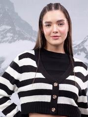 KOTTY Striped V Neck Casual Women Multicolor Sweater 