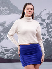 KOTTY Solid High Neck Casual Women White Sweater 