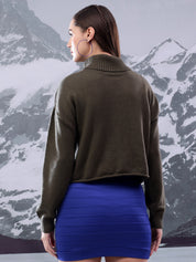 KOTTY Solid Turtle Neck Casual Women Green Sweater 