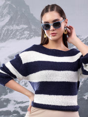 KOTTY Striped Round Neck Casual Women Multicolor Sweater 