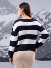 KOTTY Striped Round Neck Casual Women Multicolor Sweater 
