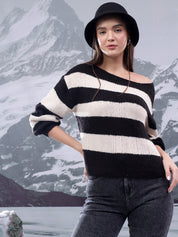 KOTTY Striped Round Neck Casual Women Multicolor Sweater 