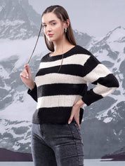 KOTTY Striped Round Neck Casual Women Multicolor Sweater 