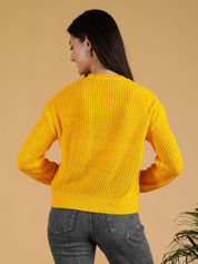 KOTTY Colorblock Round Neck Casual Women Brown Sweater 