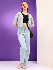 KOTTY Printed V Neck Casual Women Multicolor Sweater 