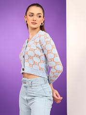 KOTTY Printed V Neck Casual Women Multicolor Sweater 