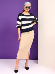 KOTTY Colorblock Round Neck Casual Women Multicolor Sweater 