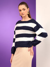 KOTTY Colorblock Round Neck Casual Women Multicolor Sweater 