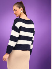 KOTTY Colorblock Round Neck Casual Women Multicolor Sweater 