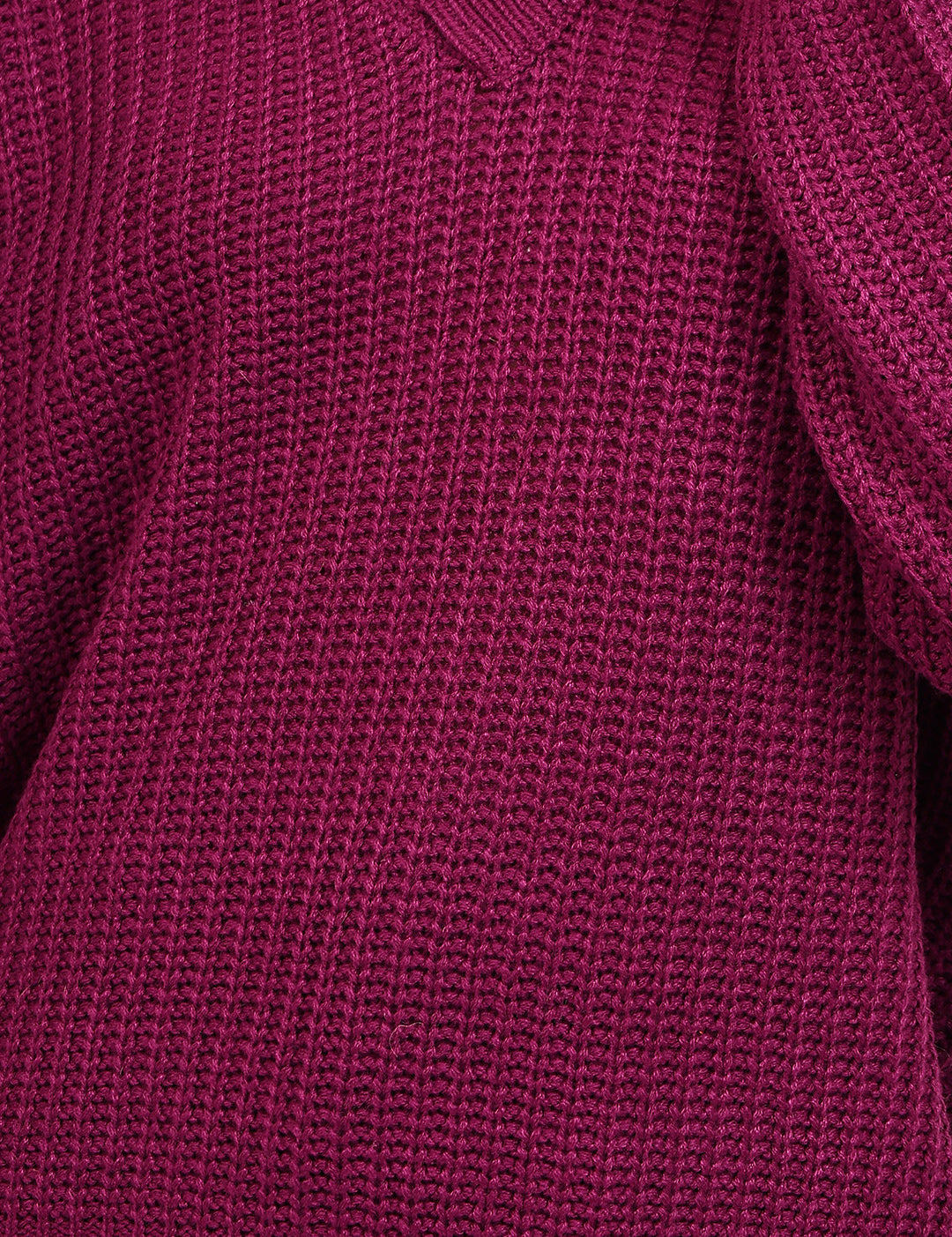 KOTTY Solid V Neck Casual Women Maroon Sweater 