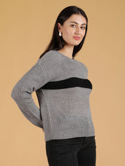 KOTTY Colorblock High Neck Casual Women Multicolor Sweater 