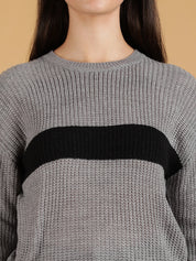 KOTTY Colorblock High Neck Casual Women Multicolor Sweater 