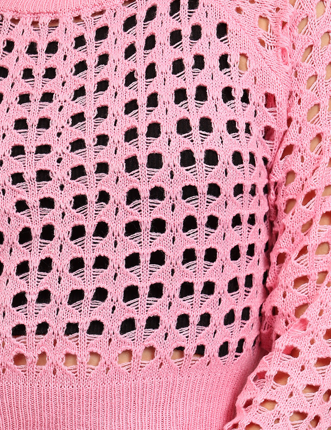 KOTTY Solid Round Neck Casual Women Pink Sweater 