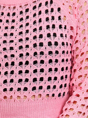 KOTTY Solid Round Neck Casual Women Pink Sweater 