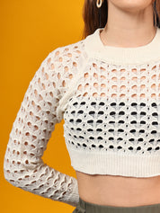 KOTTY Solid Round Neck Casual Women Beige Sweater 