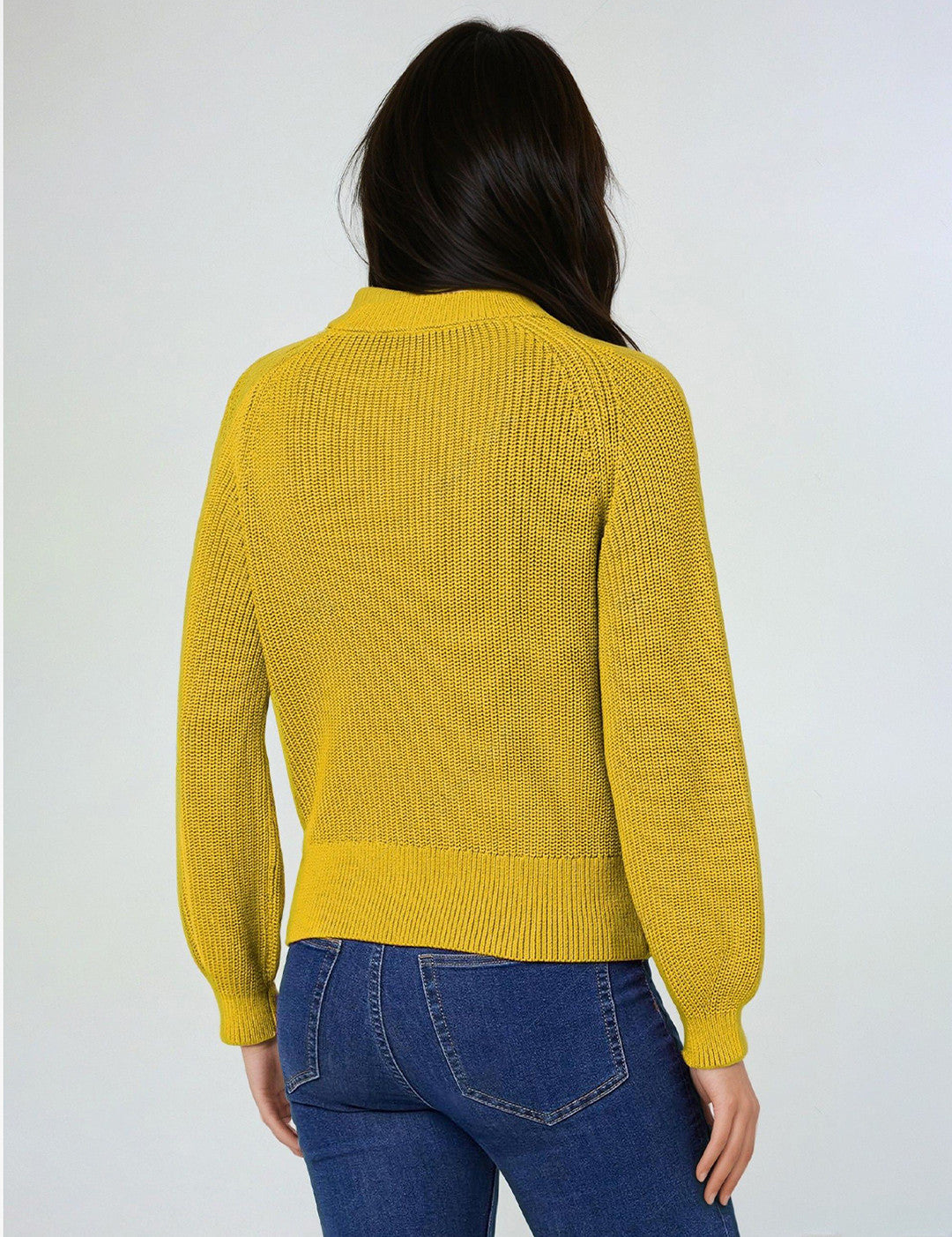 KOTTY Self Design High Neck Casual Women Yellow Sweater 