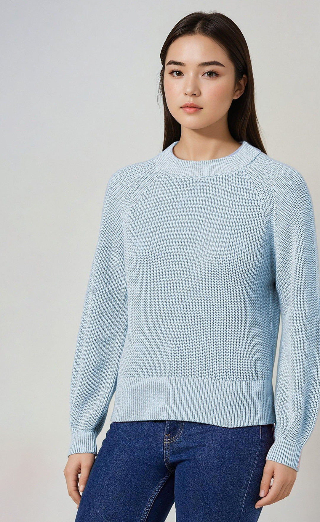 KOTTY Self Design Round Neck Casual Women Blue Sweater 