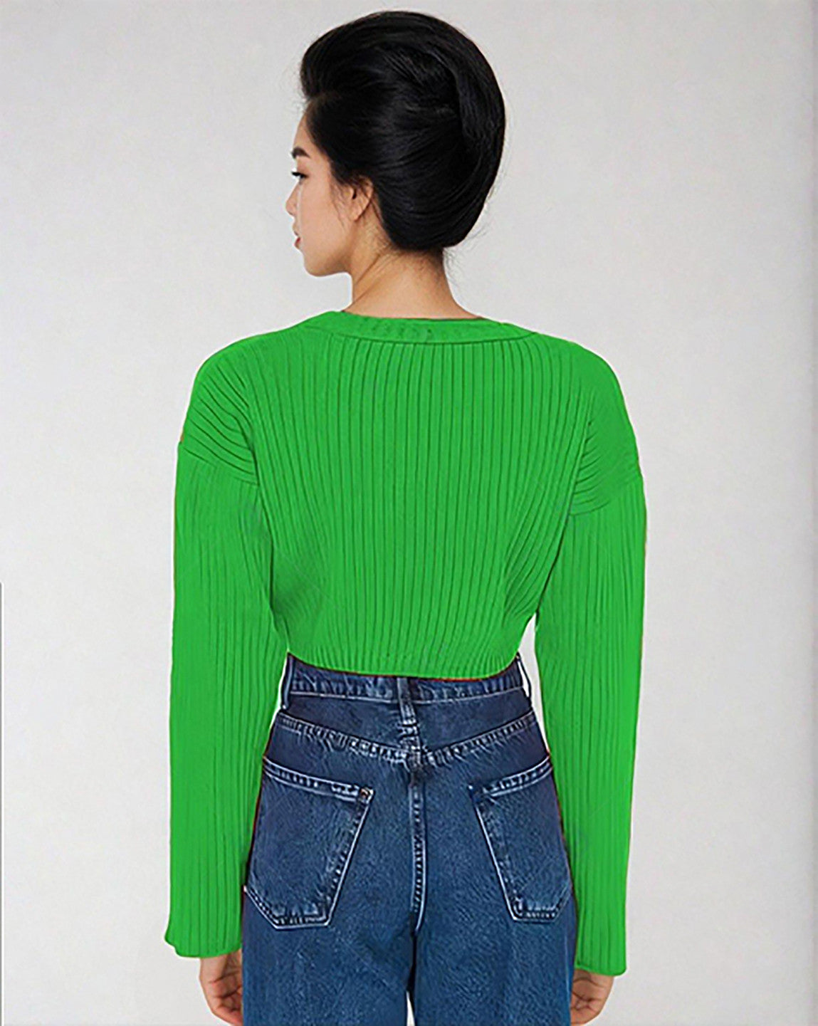 KOTTY Self Design Round Neck Casual Women Green Sweater 