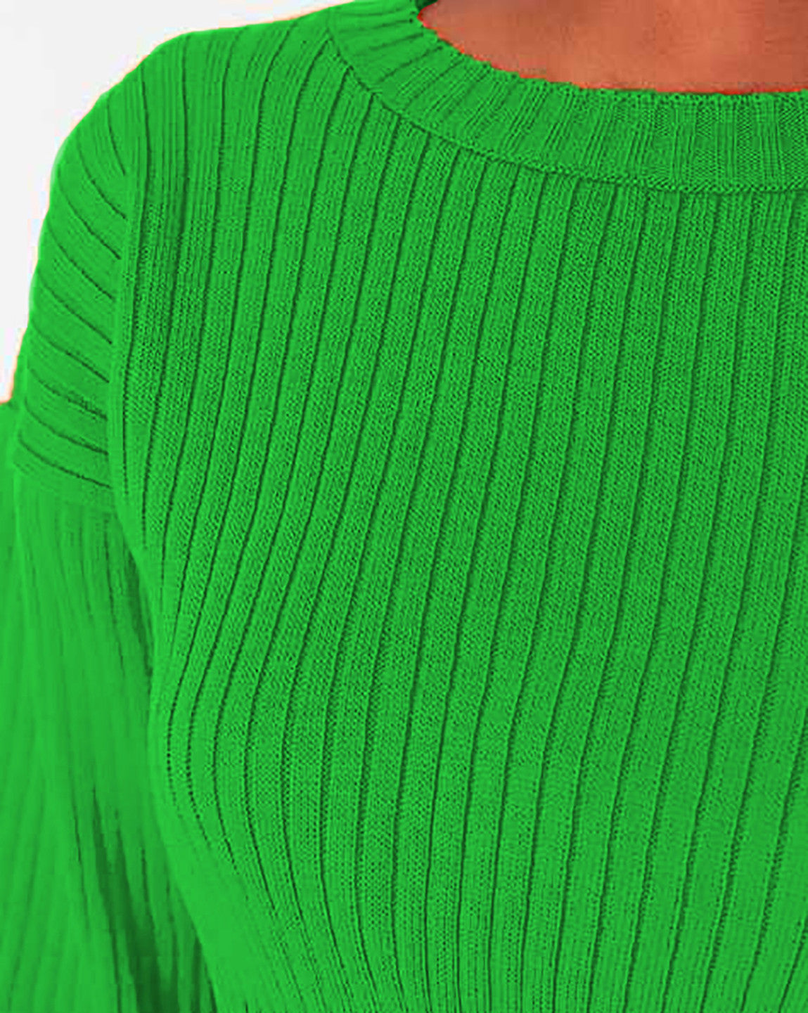 KOTTY Self Design Round Neck Casual Women Green Sweater 