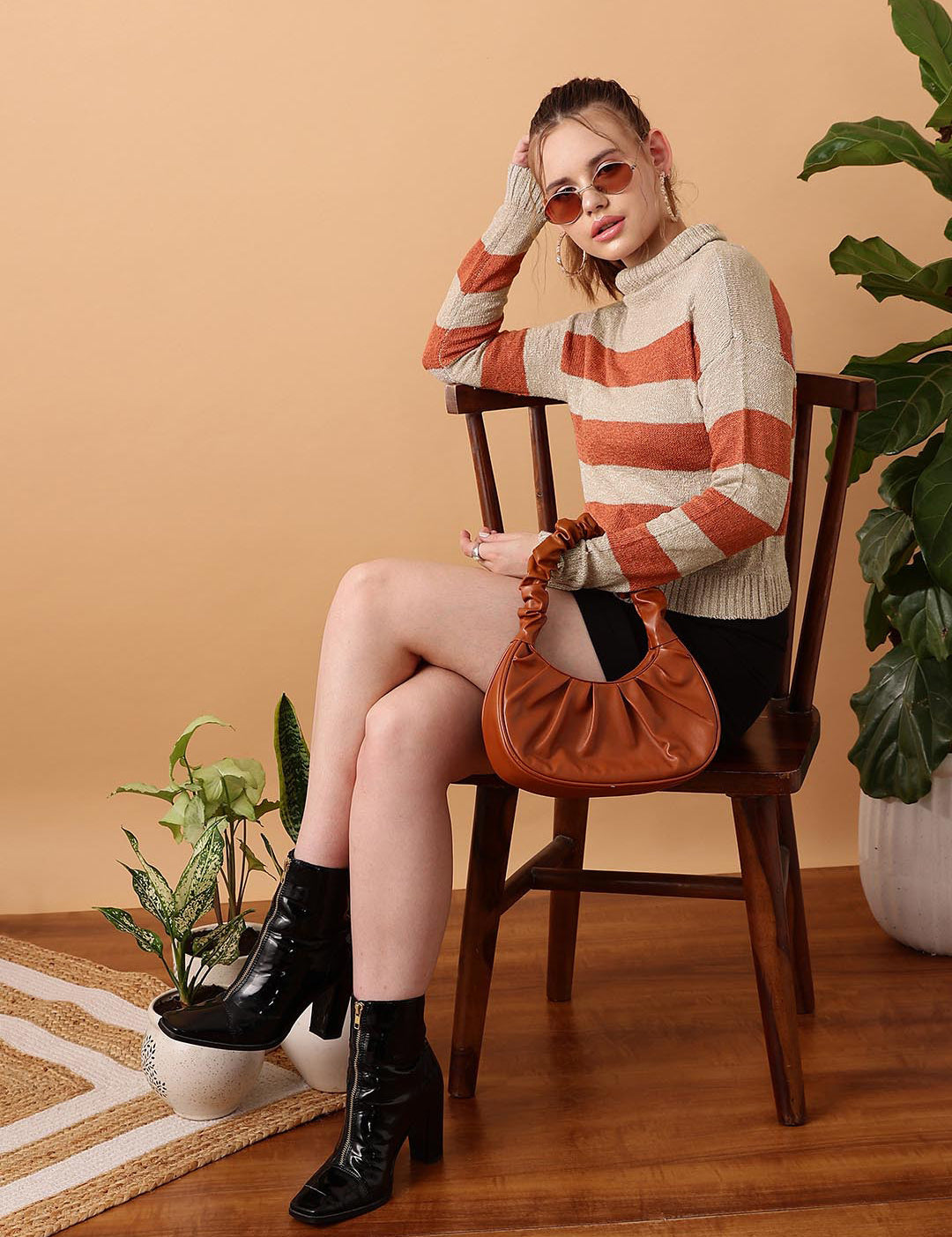 KOTTY Striped Round Neck Casual Women Multicolor Sweater 