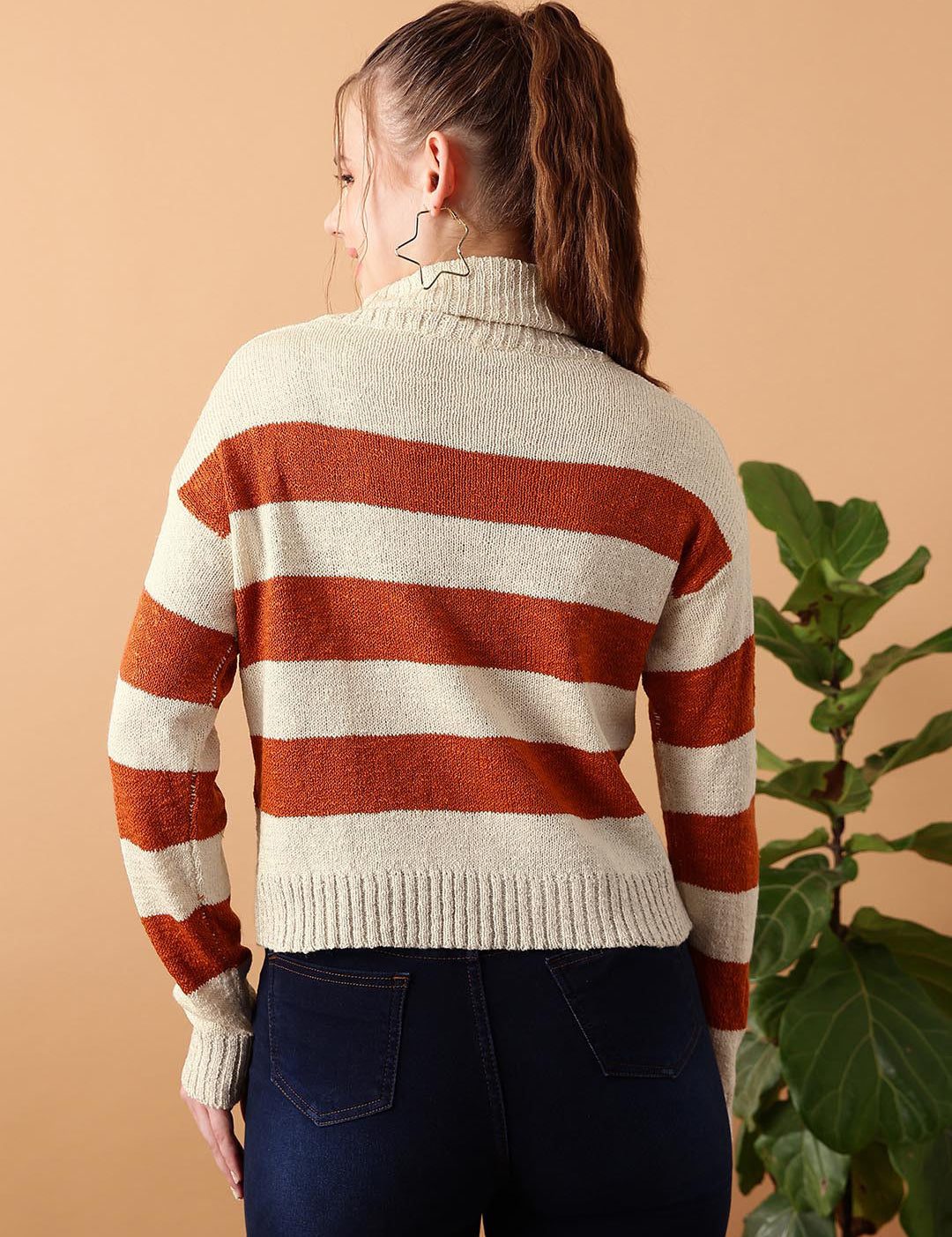 KOTTY Striped Round Neck Casual Women Multicolor Sweater 