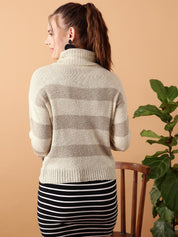 KOTTY Striped Round Neck Casual Women Multicolor Sweater 