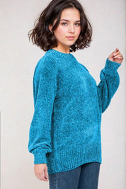 KOTTY Self Design High Neck Casual Women Blue Sweater 
