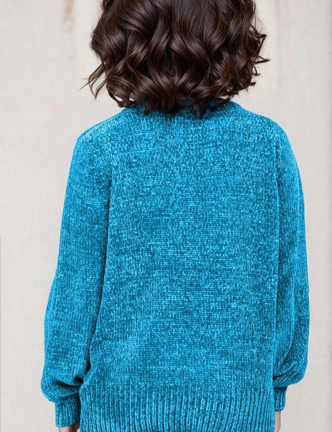 KOTTY Self Design High Neck Casual Women Blue Sweater 