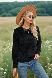 KOTTY Solid, Self Design High Neck Casual Women Black Sweater 