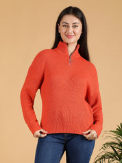 KOTTY Solid Turtle Neck Casual Women Red Sweater 